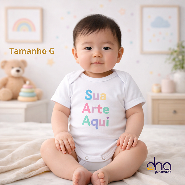 Body Baby Manga Curta Branco - Tamanho G - Sua Arte Aqui