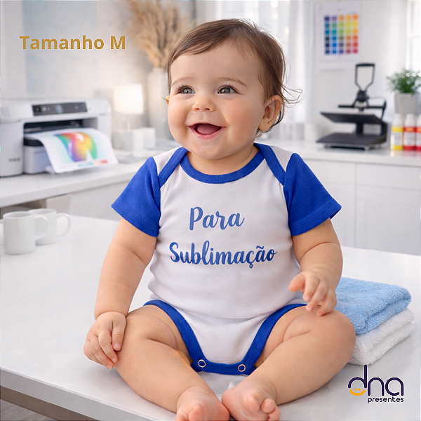 Body Baby Manga Curta Azul - Tamanho M - Para Sublimação