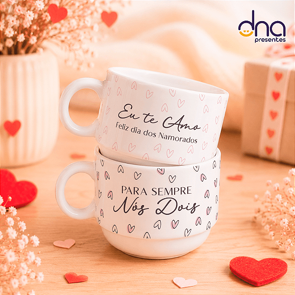 Xícara Personalizada - Eu te amo feliz dia dos namorados, para sempre nós dois.