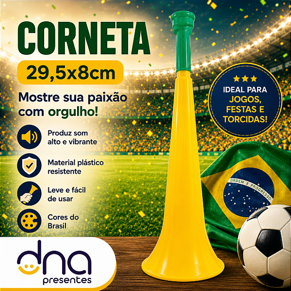 Brasil - Corneta Trompete 29,5x8cm - Amarela