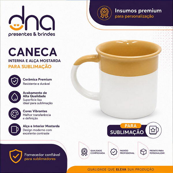Caneca Vintage Bicolor 380ml - Bege - Para Sublimação