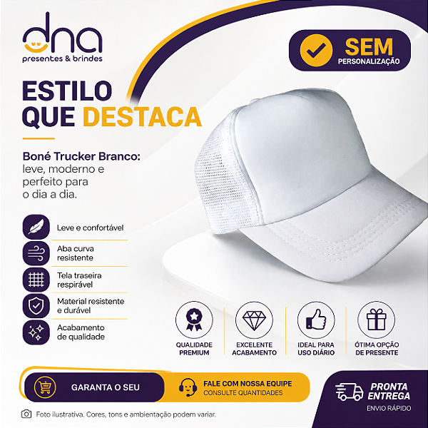 Bone Truker Branco - Sem Personalização