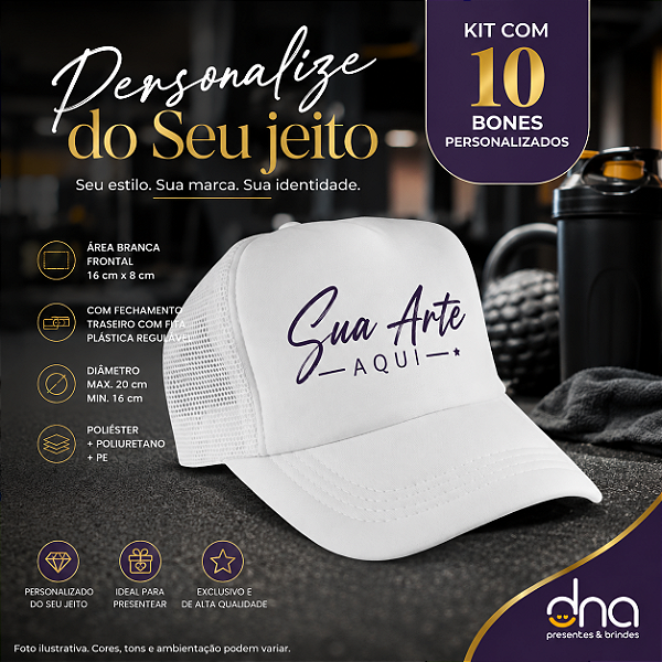 Bone Truker Branco - 10 unidades - Sua Arte Aqui