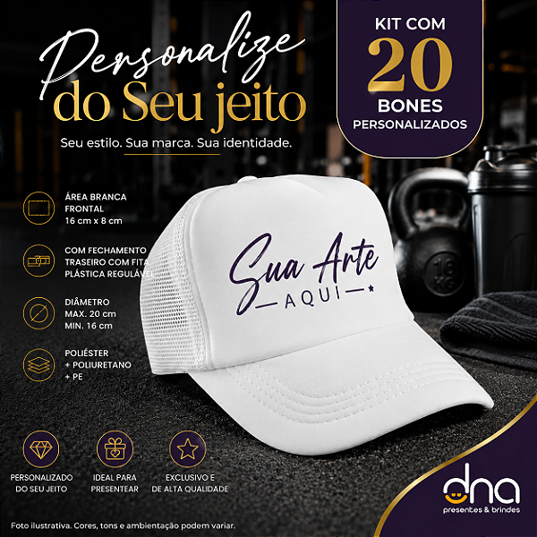 Bone Truker Branco - 20 unidades - Sua Arte Aqui