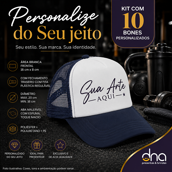 Bone Truker Azul - 10 unidades - Sua Arte Aqui