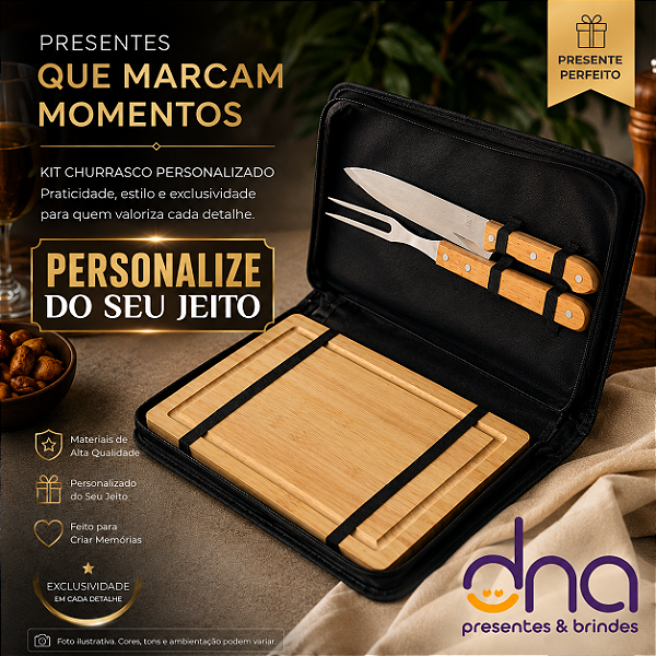 Kit Churrasco 3 Peças com Maletinha - Sua Arte Aqui