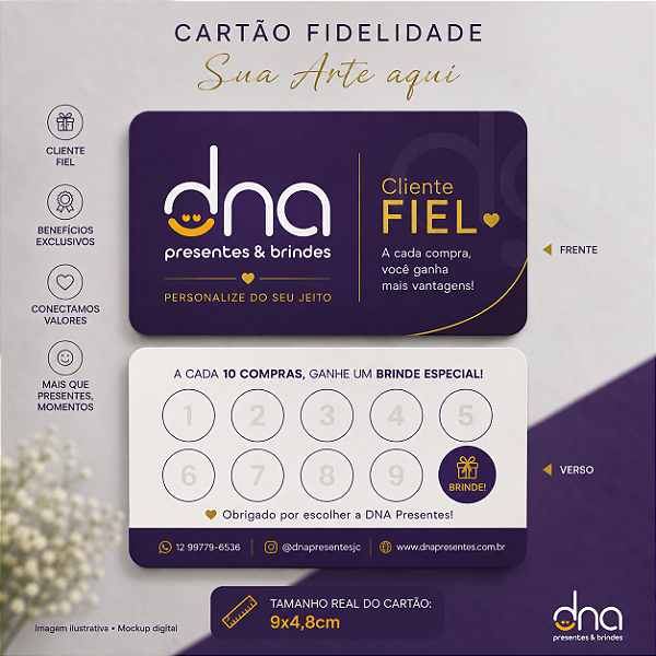 Cartão Fidelidade Frente e Verso Personalizado - 100 unidades