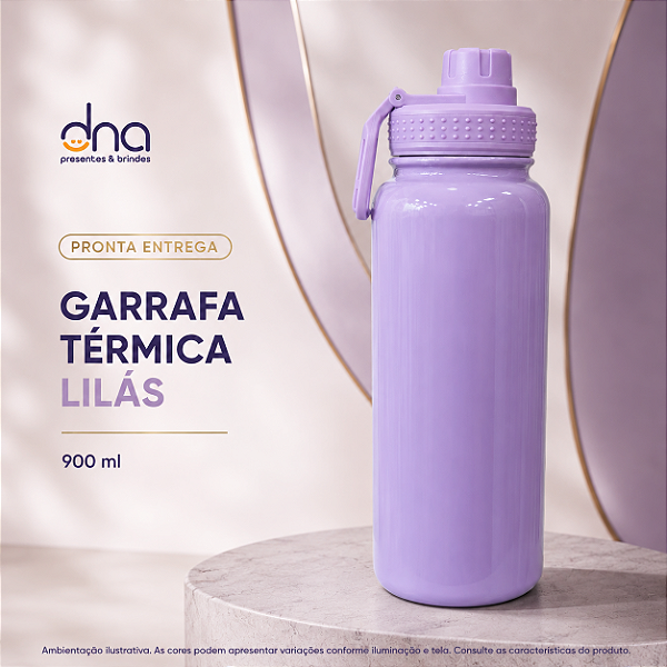 Garrafas Térmica com Tampa Emborrachada 900ml - Lilás