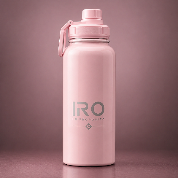Garrafas Térmica com Tampa Emborrachada 900ml - Rosa - IRO