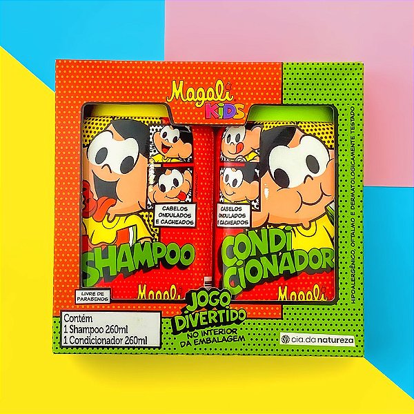 Kit Magali Shampoo e Condicionador Infantil Cabelos Ondulados e Cacheados + Jogo Divertido