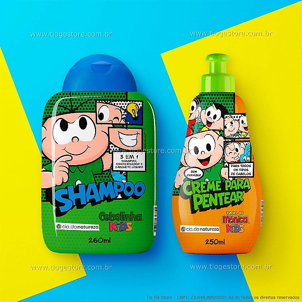 Kit Cebolinha Infantil Todos os Tipos de Cabelo Shampoo 3 em 1 + Creme para Pentear