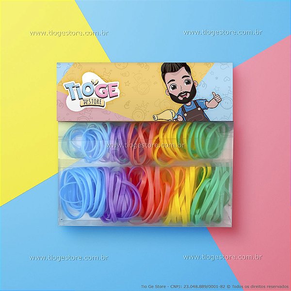 Elásticos para Cabelo (Borrachinha/Liguinha) de Silicone Resistente Pequeno e Grande Colorido Candy 140 unid