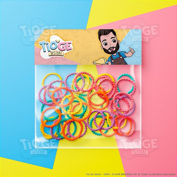 Elásticos para Cabelo Pequeno (Xuxinha/Rabicó) Estilo Espiral Colorido Vibrante 40 unid