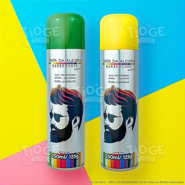 Kit 2 Tintas Spray Temporária Profissional para Colorir Cabelo Verde e Amarelo Seleção Brasil Copa do Mundo