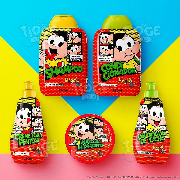 Kit Completo Magali Infantil Ondulados e Cacheados Shampoo + Condicionador + Creme Pentear + Umidificador + Máscara