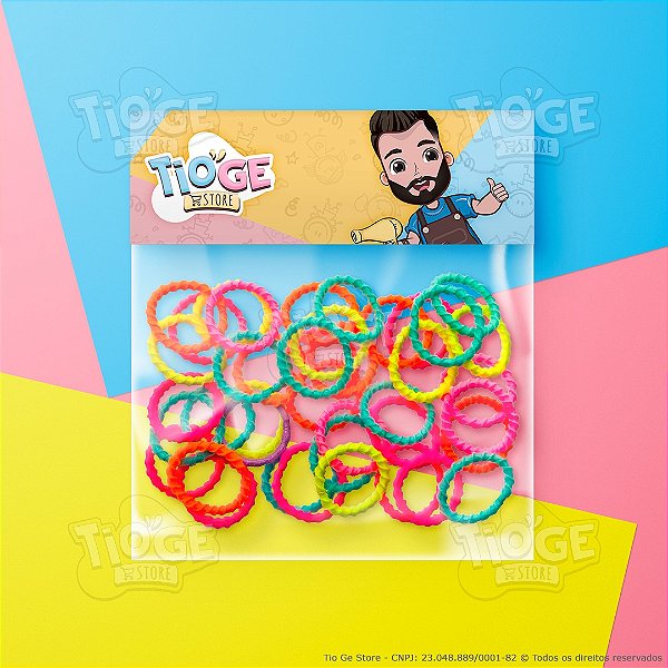 Elásticos para Cabelo Pequeno (Xuxinha/Rabicó) Estilo Espiral Colorido Neon 40 und