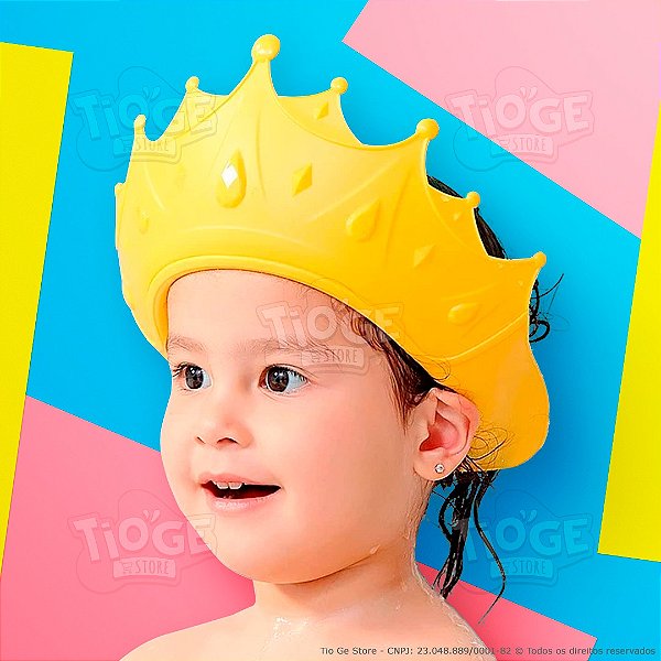 Chapéu Protetor (Viseira/Touca) Ajustável de Banho Lava Cabeça Infantil  (Bebês e Crianças) Unissex Resistente Coroa Amarela - Tio Ge Store - É  divertido se cuidar =)