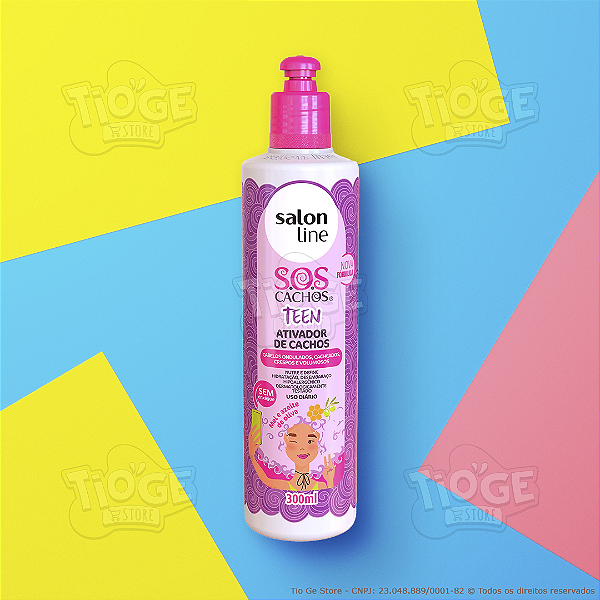 Ativador de Cachos Teen Infantil SOS Cachos Sem Enxágue Cabelos Ondulados, Cacheados e Crespos 300ml