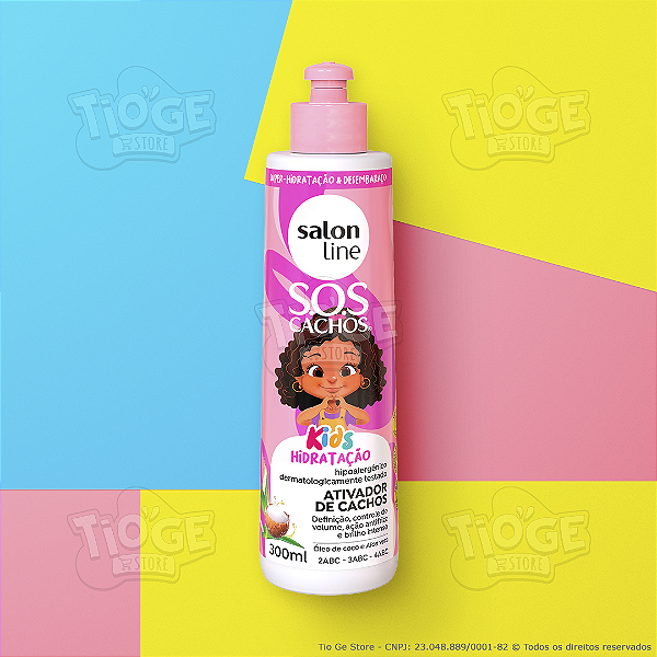 Ativador de Cachos Infantil SOS Cachos Kids Hidratação Cabelos Ondulados, Cacheados e Crespos 300ml