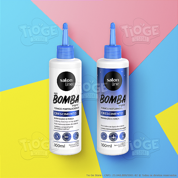 Kit 2 SOS Bomba Crescimento Cabelos Ondulados Cacheados Crespos Tônico Fortalecedor + Tônico Noturno