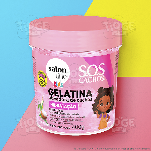 Gelatina Ativadora de Cachos Infantil SOS Cachos Kids Hidratação Cabelos Ondulados, Cacheados e Crespos 400g