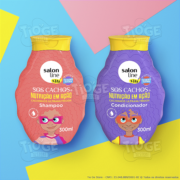 Kit 2 SOS Cachos Nutrição em Ação Cabelos Ondulados, Cacheados e Crespos Infantil Shampoo + Condicionador