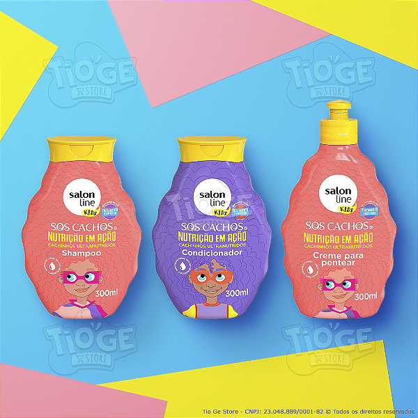Kit 3 SOS Cachos Nutrição em Ação Cabelos Ondulados Cacheados Crespos Infantil Shampoo + Condicionador + Creme Pentear