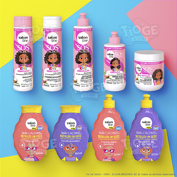 Kit 9 Cronograma Capilar Infantil Hidratação + Nutrição 2 Shampoo + 2 Condicionador + 2 Creme + 2 Ativador + 1 Máscara