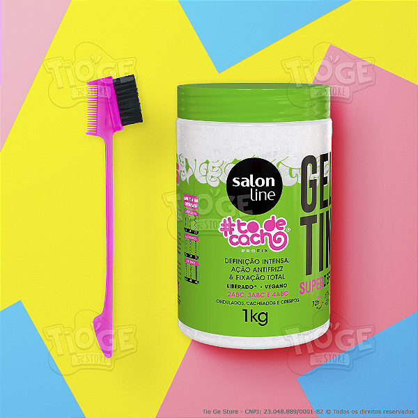 Kit Penteado Baby Hair 1 Pente Escova Baby Hair 3 em 1 Rosa + 1 Gelatina #ToDeCacho Super Definição 1kg