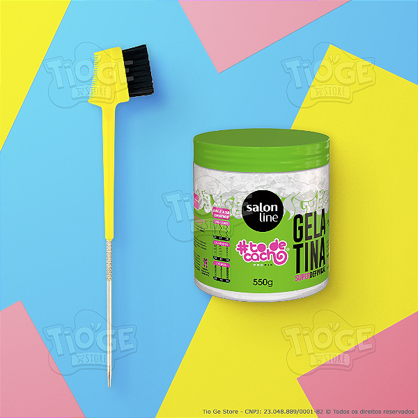 Kit Penteado Baby Hair 1 Pente Escova Baby Hair 3 em 1 Amarelo + 1 Gelatina #ToDeCacho Super Definição 550g