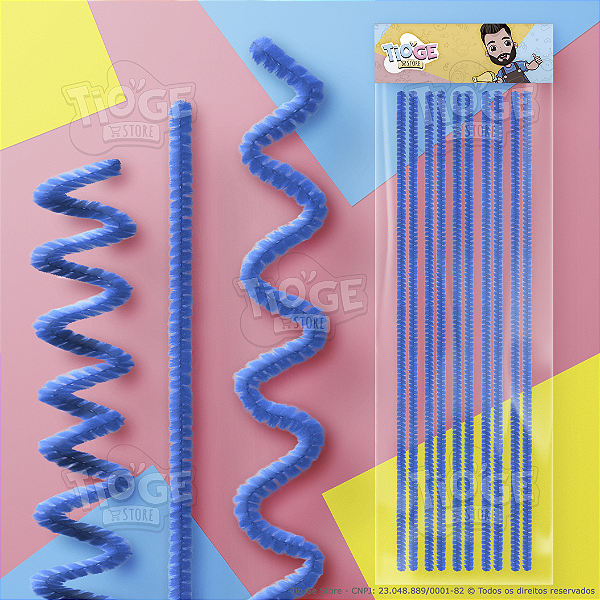 Hastes Flexíveis de Pelúcia Cabelo Maluco Artesanato Limpador Chenille Cor Azul Escuro 10 unid