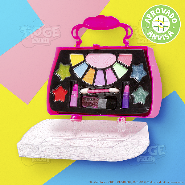 Bolsa Maquiagem Infantil Kit Completo Sombra Gloss Brilho Batom Para Brincar de Maquiar Aprovado Anvisa Makebrinq