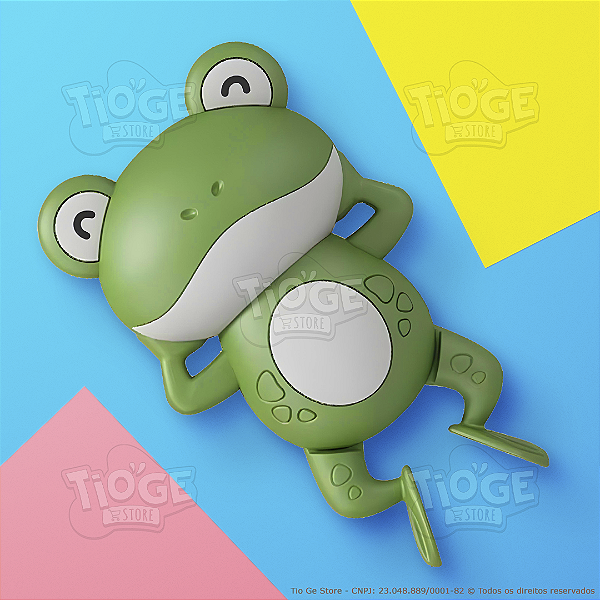 Sapinho À Corda Para Banho Brinquedo Bebê Interativo Divertido Brincar Na Água Nada De Verdade Aqua Sapo Cor Verde