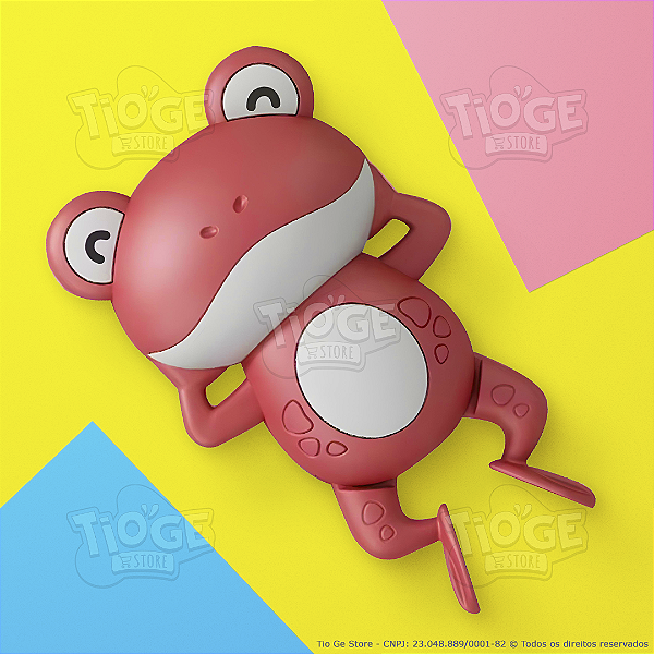 Sapinho À Corda Para Banho Brinquedo Bebê Interativo Divertido Brincar Na Água Nada De Verdade Aqua Sapo Cor Vermelho