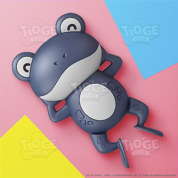 Sapinho À Corda Para Banho Brinquedo Bebê Interativo Divertido Brincar Na Água Nada De Verdade Aqua Sapo Cor Azul