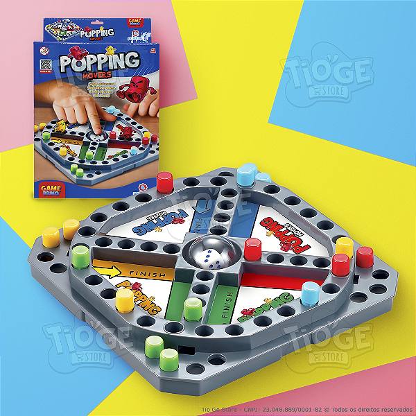 Jogo de Estratégia Popping Movers Tabuleiro Divertido com Dado Pop-Up Brinquedo Divertido para Crianças e Toda a Família