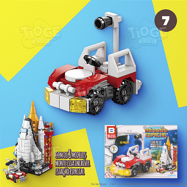 Blocos de Montar e Desmontar Missão Espacial (Nº 7) Astromóvel Rover Colecionar Estação Especial Block Brinq 32 Peças