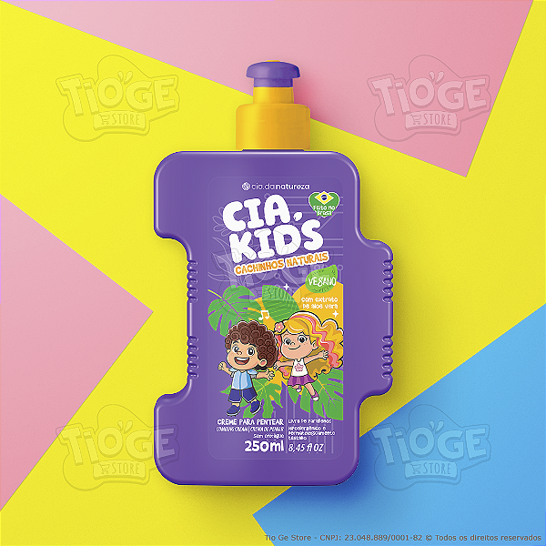 Creme para Pentear Infantil Cachinhos Naturais Cia Kids Vegano Cabelos Ondulados e Cacheados 250ml