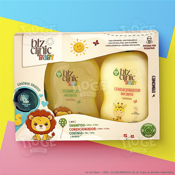 Kit Blz Clinic Baby Shampoo e Condicionador Infantil Bebês 0+ Meses Vegano com Camomila + Colônia Suave 30ml