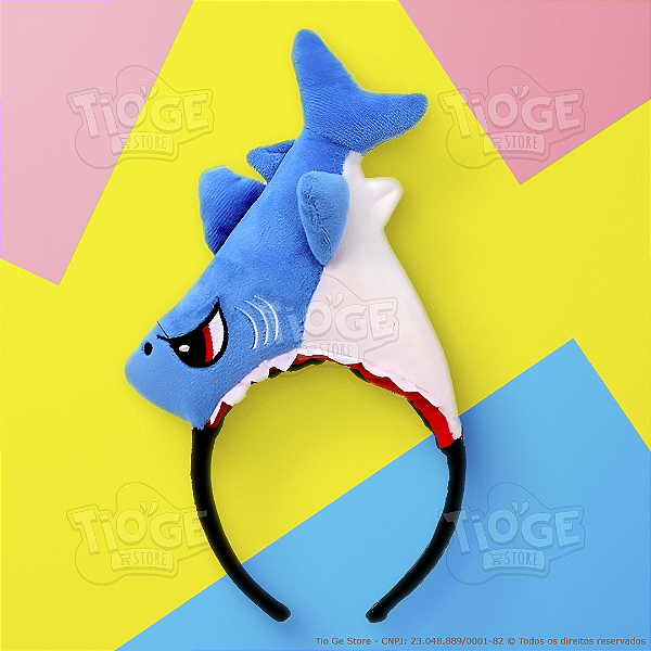 Arco Tiara Cabelo Maluco Tubarão de Pelúcia Engolindo Cabeça Menino Menina Fantasia Halloween Engraçado 1 unid