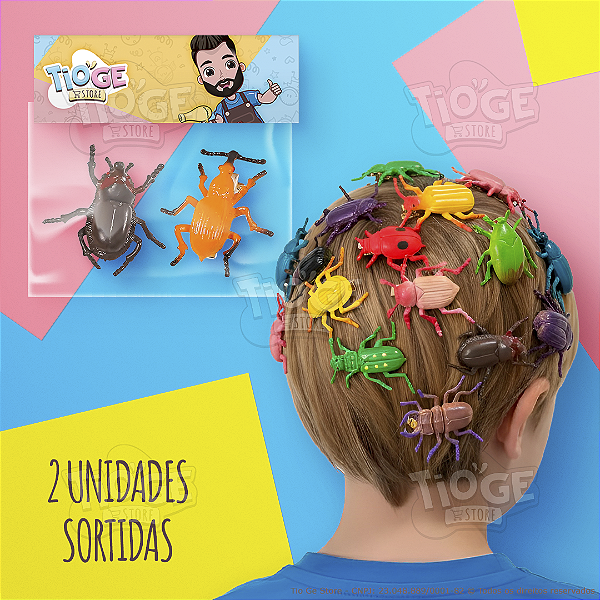 Besouros de Borracha Realistas Cabelo Maluco Presilha Bico de Pato Menino Menina Acessório Infantil 2 Unid Sortidos