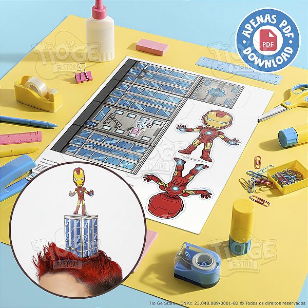 [Arquivo PDF] Cabelo Maluco do Homem de Ferro para Imprimir - Festas Topo de Bolo Centro de Mesa