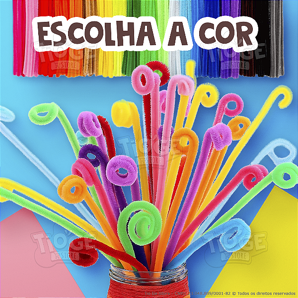 Hastes Flexíveis de Pelúcia Cabelo Maluco Artesanato Limpador Chenille Várias Cores 10 unid