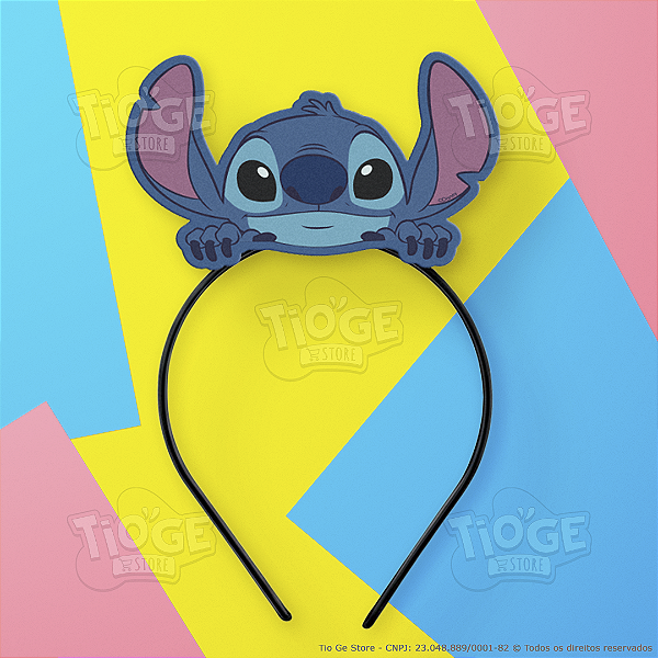 Arco Tiara Infantil Stitch em EVA Cabelo Maluco Festa Fantasia Aniversário Unissex Confortável Azul 1 Unid