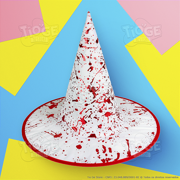 Chapéu de Bruxa Halloween Infantil Adulto Detalhes Vermelho Brilhoso Fofo Assustador Confortável Branco 1 Unid
