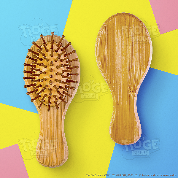 Escova de Cabelo de Bambu Antiestática Zero Frizz Desembaraçante Almofada Cerdas Arredondadas Sustentável Pequena