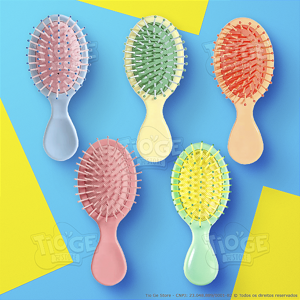 Escova de Cabelo Infantil Compacta Desembaraçante Cerdas Ultramacias Escola Uso Diário Diversas Cores