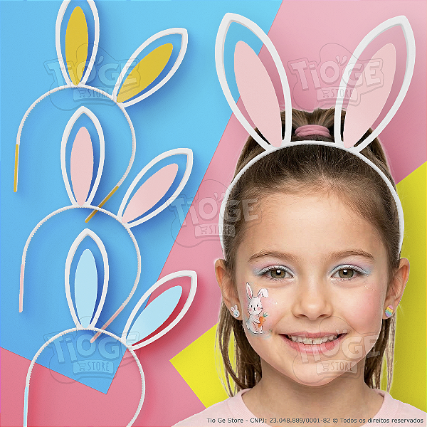 Arco Tirara Infantil Orelhinha de Coelho Páscoa Fantasia Cabelo Maluco Fofo Engraçado