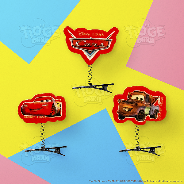 Presilhas Cabelo Maluco McQueen Carros Disney Aplique EVA Bico de Pato Menino Menina Infantil 3 Unid