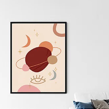 Quadro Decorativo Escandinavo Cactos e Luas